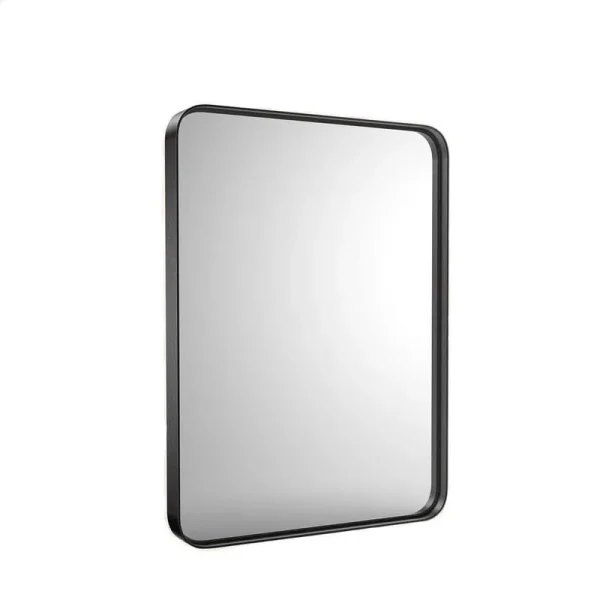 22 in. W x 30 in. H Rectangular Aluminum Alloy Framed Rounded Black Wall Mirror