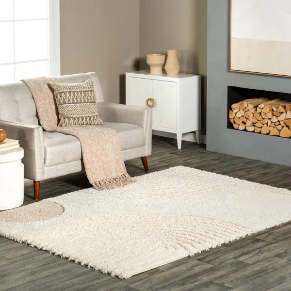 nuLOOM Beige Abstract Gloria Shag Rug 2'8"x8'