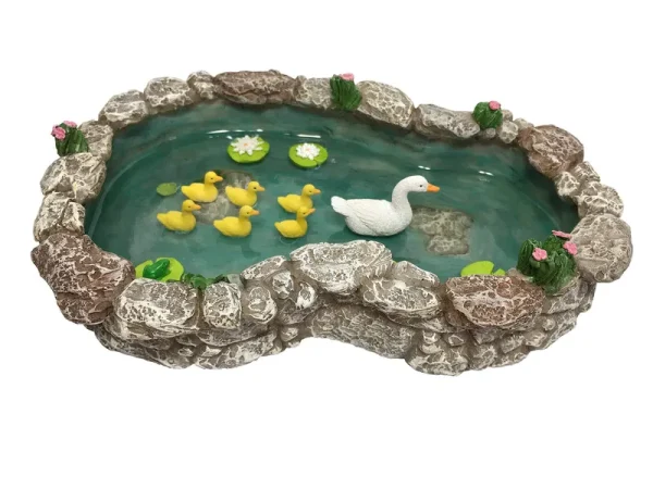 GlitZGlam Duck Pond -Mother and Ducklings! A Miniature Duck Pond for A Miniature Fairy Garden and Miniature Garden Accessories