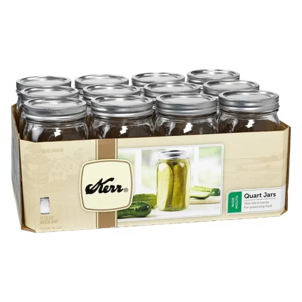 Kerr Wide Mouth Canning Jars, 1 qt - 12 count