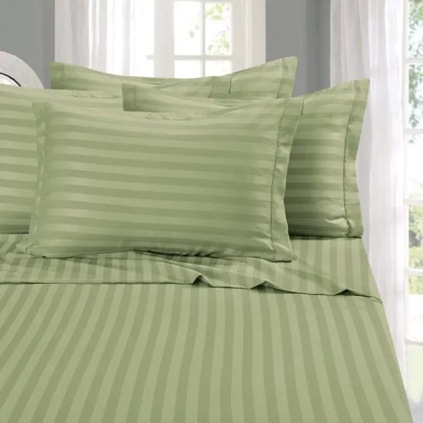 Elegant Comfort Softest and Coziest 4-Piece Sheet Set - 1500 Premium Hotel Quality Microfiber - Luxurious Wrinkle Resistant 4-Piece Damask Stripe