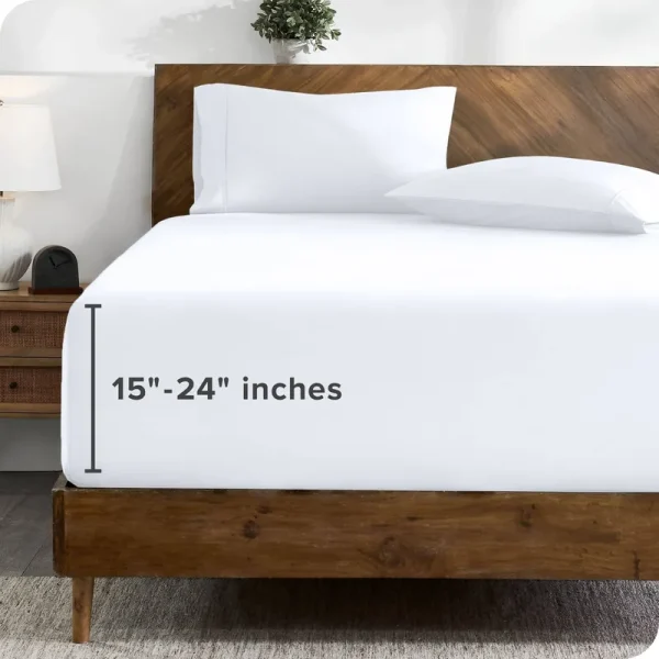 Bare Home 24 inch Extra Deep Pocket Fitted Sheet Queen - White