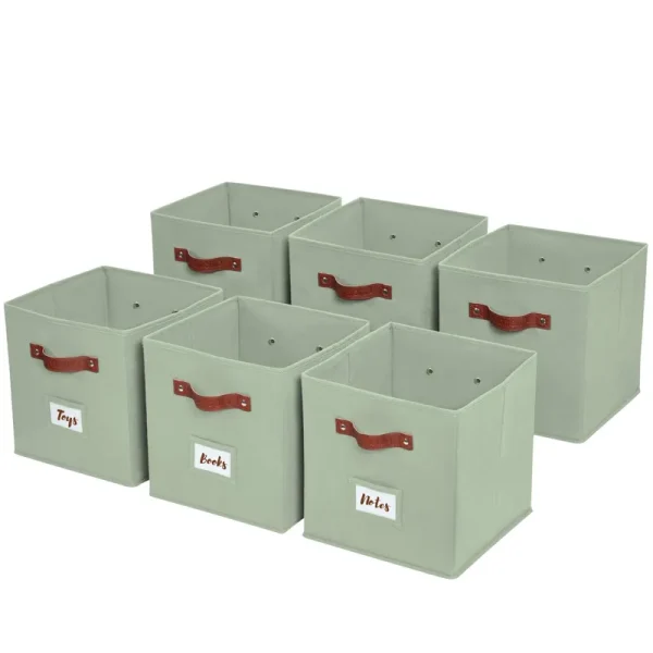 DECOMOMO Fabric Storage Cubes Closet Organizer Cubby Bins with Handles, Size: 10.5�� x 10.5�� x 11��, Green