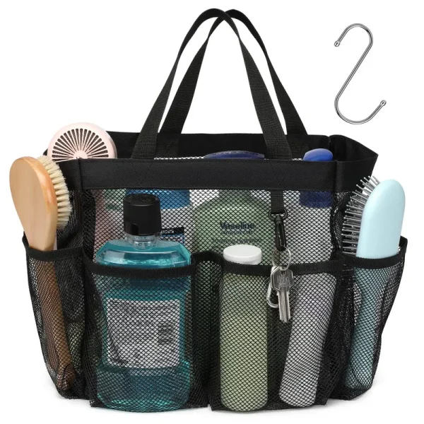 F-Color Mesh Shower Caddy Portable, Upgrade Deeper 7 Pockets Basket Bag Tote for College Dorm Room Toiletry Bathroom Essentials Gym Camp Quick Dry 2