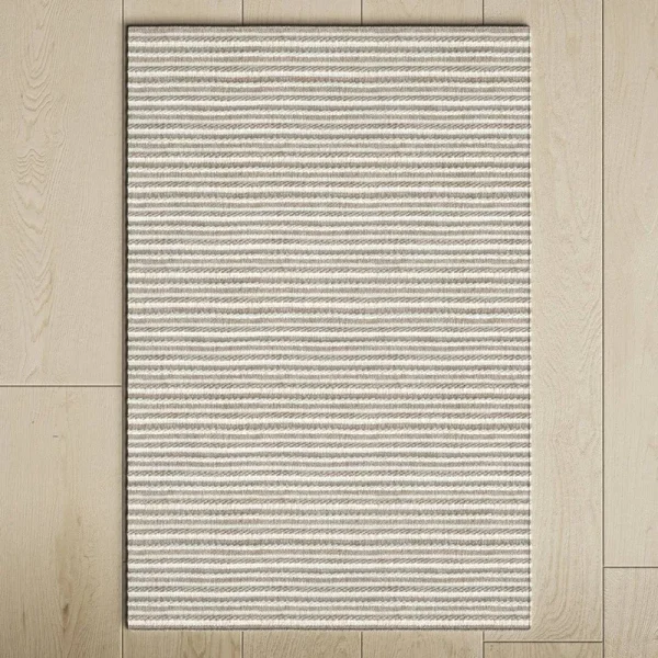 Dartford Striped Handwoven Wool Beige/Gray/White Area Rug Birch Lane Rug Size: Rectangle 2' x 3'