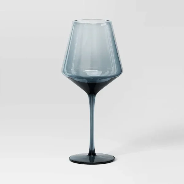 19.6oz Stemmed Wine Glass Blue - Threshold