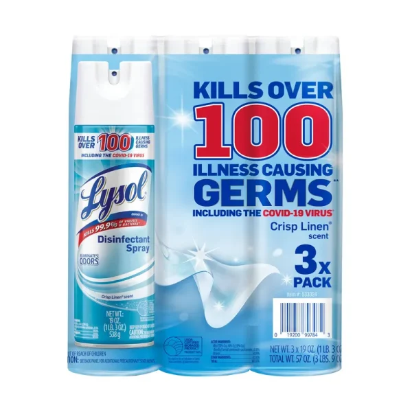Lysol Crisp Linen Disinfectant Spray 19 oz 3-Pack