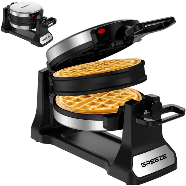 Greeze Double Belgian Waffle Maker, 1400W Newest Stainless Steel Waffl