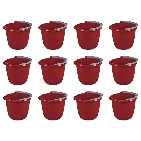 Sterilite Large 10-qt Easy Pour Spout Pail w/ Comfy Grip Handle, Red (12 Pack)