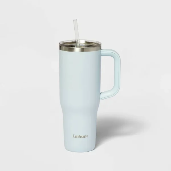 40oz Stainless Steel Straw Tumbler Light Blue - Embark