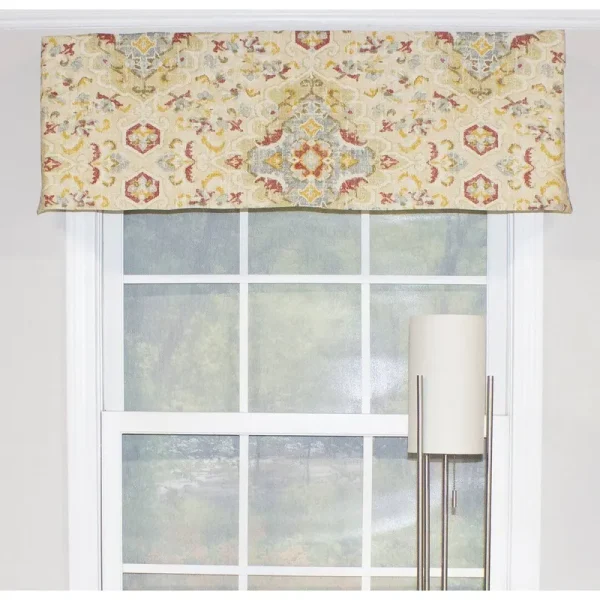 Balmer Watercolor Tailored 50" Window Valance Bungalow Rose Color: Multi