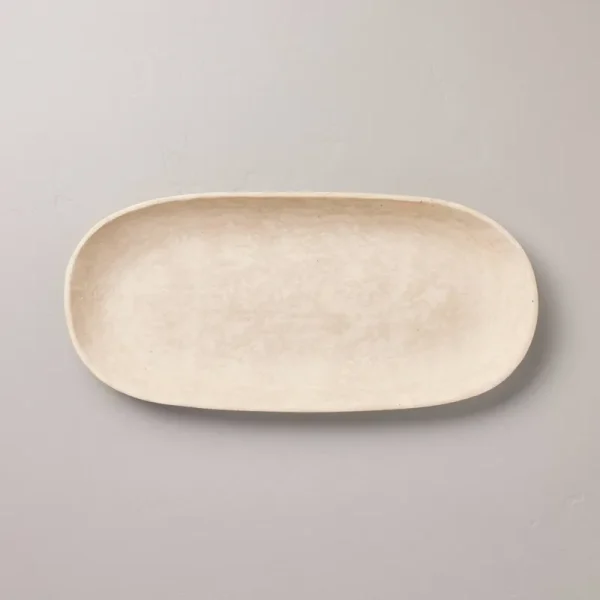 8"X19" Artisan Handcrafted Decorative Oval Tray Cream - Hearth & Hand with Magnolia