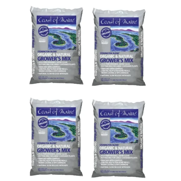 Coast of Maine CMSBO15 Garden Stonington Blend Organic Growers Mix (4 Pack)