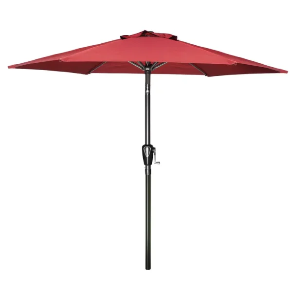 Simple Deluxe 7.5' Patio Outdoor Table Market Yard Umbrella with Push Button Tilt/Crank, 6 Sturdy Ribs for Garden,muti-color, Red