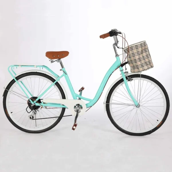 Dinling Shimano 7 Speed Women'S City Bike 26 in Lightweight Beach Cruiser Bike Green