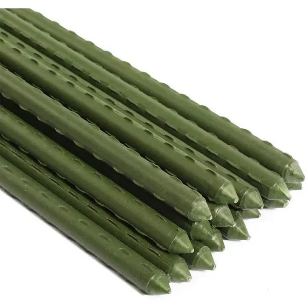 Ecostake 4 ft. Sturdy Steel Garden Stakes Plastic Coated Plant Stakes for Climbing Plants (10-Pack)