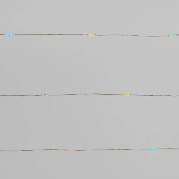 30ct Battery Operated LED Christmas Dewdrop Fairy String Lights Multicolor with Silver Wire - Wondershop