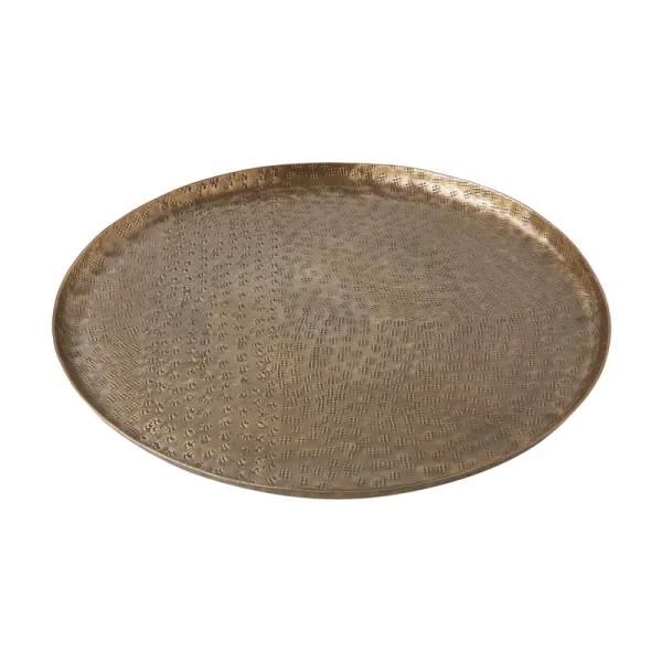 Better Homes & Gardens Medium 14 inch Round Antique Brass Hammered Metal Tray by Dave & Jenny Marrs, Size: 14 inch Diameter, DJS328016444001