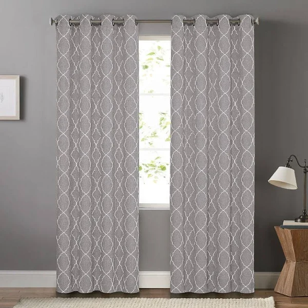 Sonoma Goods for Life 2-Pack Embroidered Dynasty Blackout Window Curtain Grey 50x84