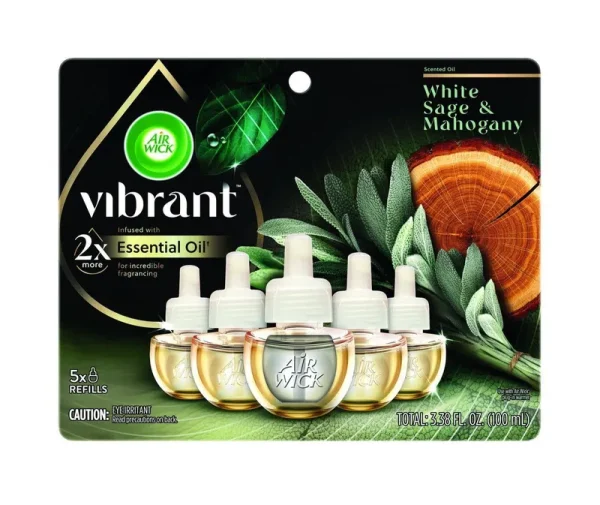 Air Wick Vibrant Plug in Scented Oil Refill, White Sage & Mahogany - 0.67 fl oz