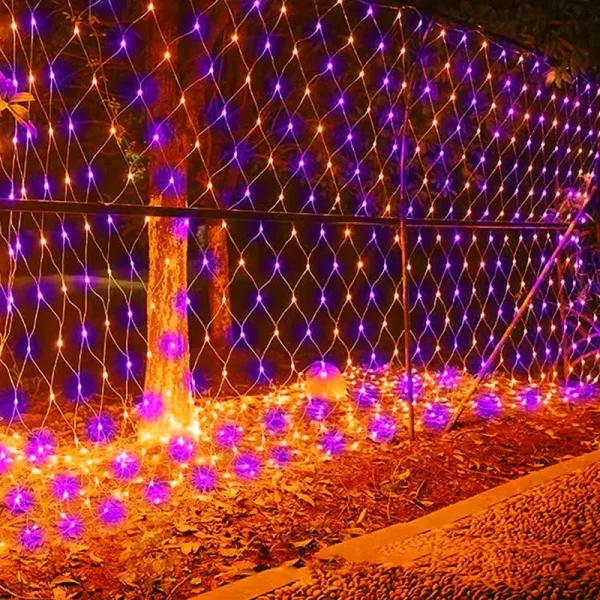 Dazzle Bright Halloween 360 LED Net Lights, 12ft x 5 ft Connectable Waterproof String Lights with 8 Modes, Halloween Decorations for Indoor Outdoor