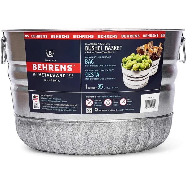 Behrens Galvanized Steel Bushel/Utility Basket