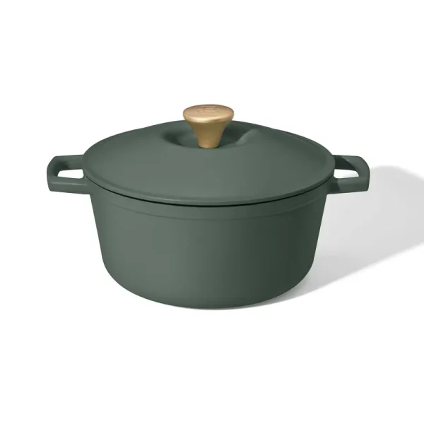 Beautiful 5 Quart Cast Iron Round Dutch Oven, Thyme Green by Drew Barrymore