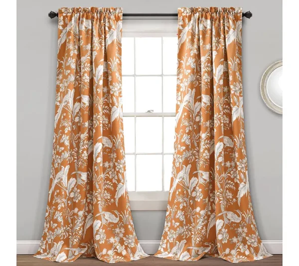 Dolores Room Darkening Window Curtain Panels Orange 52x84+2 Set