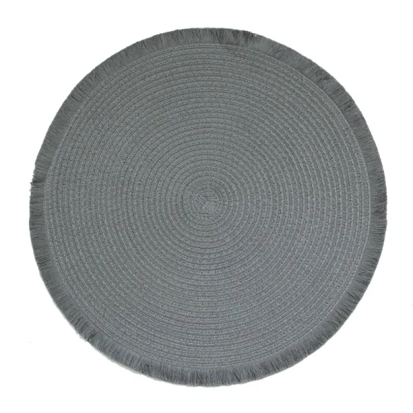 Mainstays Logan Fringe PP Round Placemat Grey Flannel 15 RD