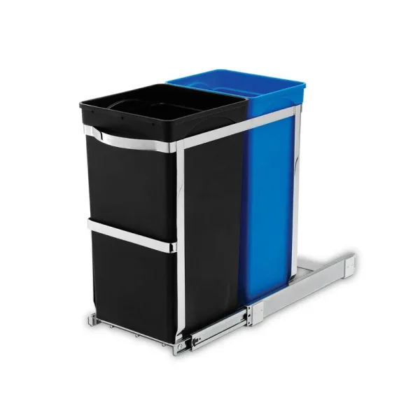 Simplehuman 35-Liter Pull-Out Recycler Bin, Black/Blue