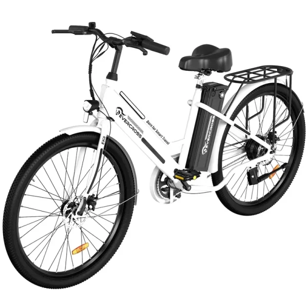 EVERCROSS Electric Bike, 26" Ebike, 500W Electric Bike for Adults, 36V Removable Battery, Max.speed 19.9MPH Electric Bicycle with LED Display, White