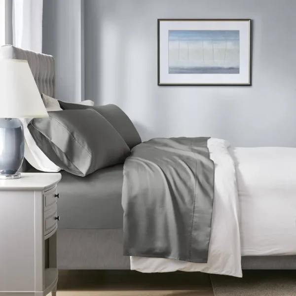 Beautyrest 1000 Thread Count Temperature Regulating Antimicrobial 4 Piece Sheet Set - Full - Charcoal