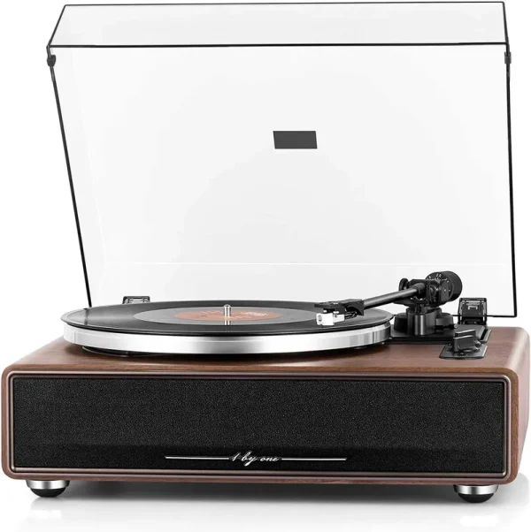 1 by ONE High Fidelity Belt Drive Turntable with Built-in Speakers
