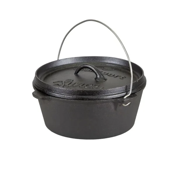 Stansport Cast Pre-Seasoned Iron Dutch Oven - 4 qt - Flat Bottom