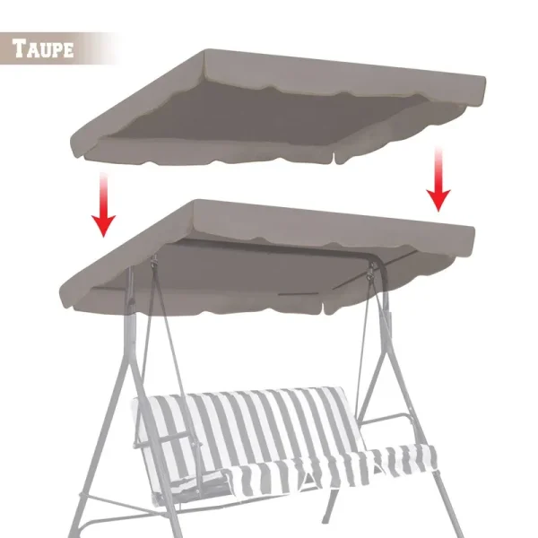 BenefitUSA Patio Outdoor 77"x43" Swing Canopy Replacement Porch Top Cover Seat Furniture (Taupe)