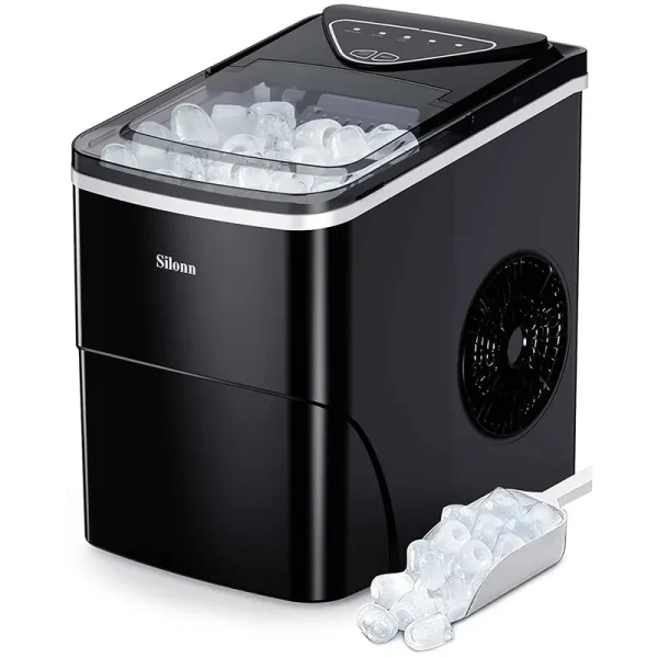 Silonn Ice Makers Countertop, 9 Cubes Ready in 6 Mins, 26lbs in 24hrs