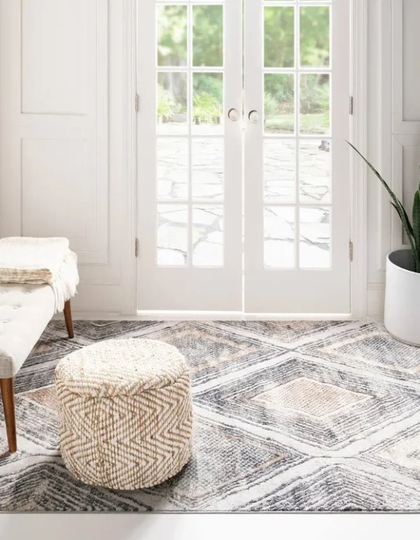 Caspian 305cm x 400cm Ivory Abstract, Geometric Large Area Rug