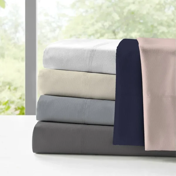 Color Sense 100% Cotton Cool & Crisp Percale Weave Flat Sheet, Full, Ivory, 1 Piece
