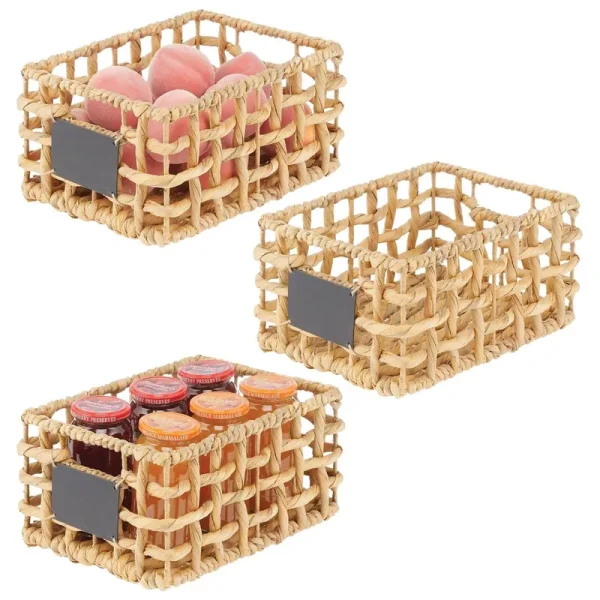 Open Weave Hyacinth Basket with Chalkboard Label 12 x 9 x 6