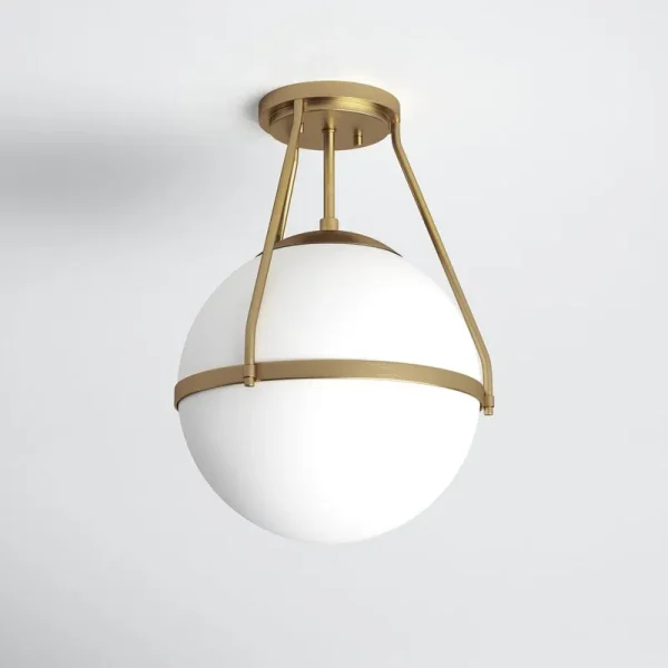 Amirah 1 - Light 13" Simple Globe Semi Flush Mount Fixture Finish: Natural Brass