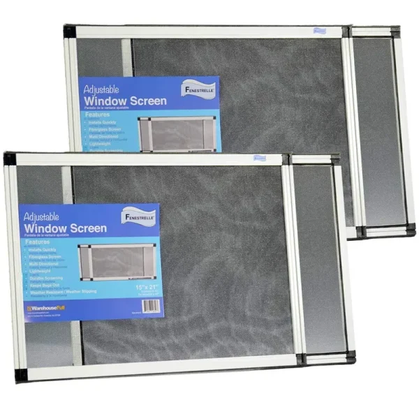 Fenestrelle Expandable Window Screen, 2 Way Adjustable, Horizontal (15"H x 21-40"w) or Convert to Vertical (21"H x 15-28"w) - 2 Pack
