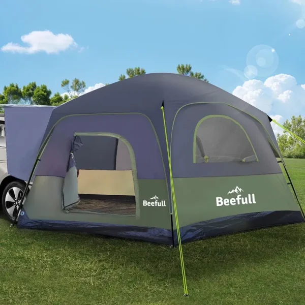 SUV Camping Tent for 6 - 8 Person with Rainfly, Car Camping Tent with Waterproof, Double Layer Design with Storage Bag, Green & Gray