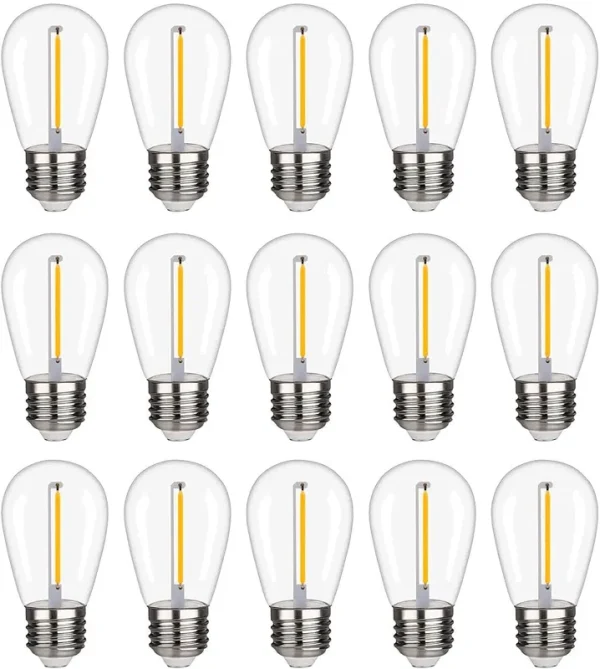 KGC Plastic S14 Replacement LED Edison Bulbs -1W Equivalent to 10W 2200K, No Glass Shatterproof & Waterproof LED Bulbs for Outdoor String Light, E26