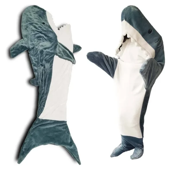 Shark Blanket Shark Sleeping Bag Tail Wearable Fleece Throw Blanket Adult Kids Cosplay Shark Costume Gifts for Shark Lovers
