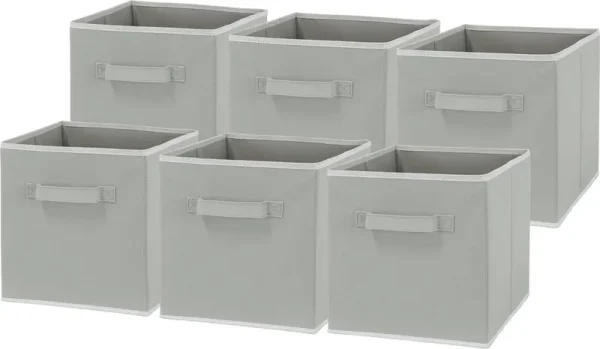 6 Pack - Simplehouseware Foldable Cube Storage Bin Grey