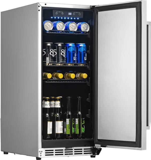 NewAir 15" 3.2 Cu. ft. Commercial Stainless Steel Built-In Beverage Refrigerator, Weatherproof and Outdoor Rated
