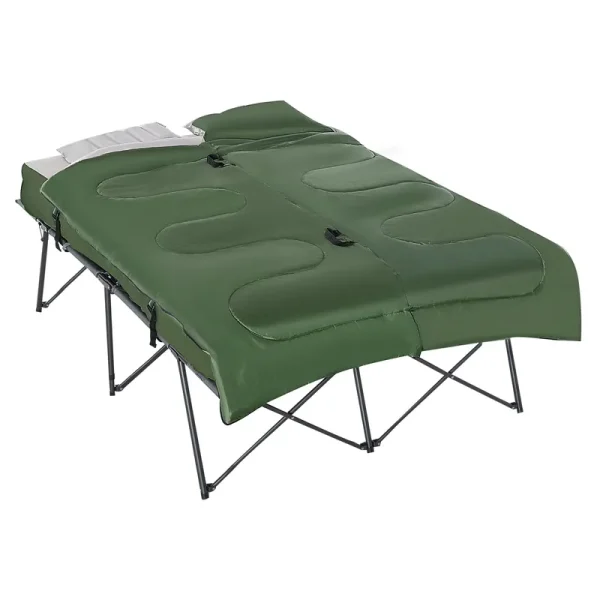 Cosotower 2 - Person Folding Camping Cot Portable Outdoor Bed Set with Sleeping Bag, Inflatable Air Mattress, Comfort Pillows and Carry Bag, Soft and Comfortable for Outdoor Travel Camp Beach Vacation