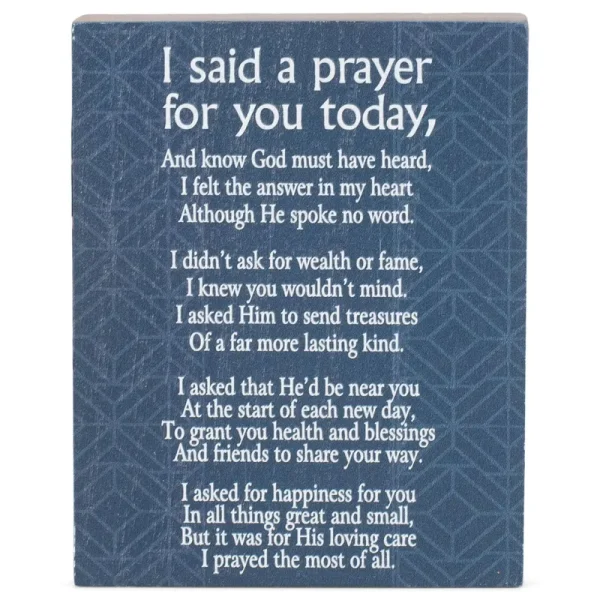 Dicksons Said A Prayer for You Navy Blue 4 x 3 Wood Decorative Tabletop Block Plaque