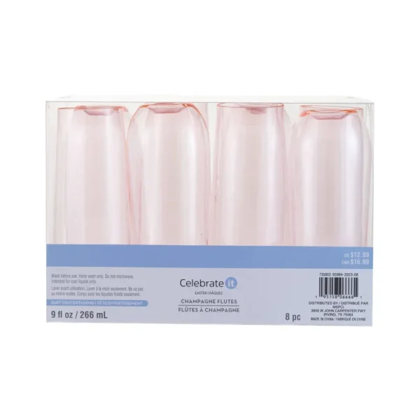 9 oz Pink Plastic Stemless Champagne Flutes by Celebrate It 8ct. | Michaels