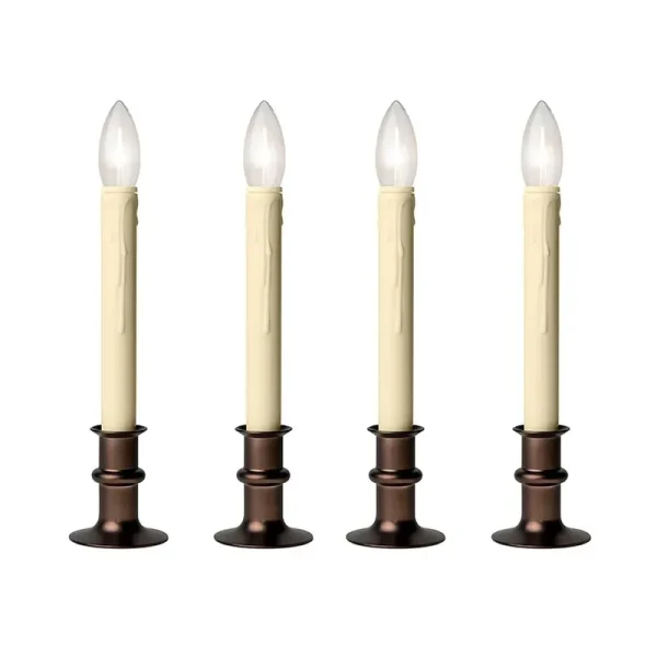 Celestial 70855 - Ivory/Antique Bronze LED Taper Candle (4 Pack)